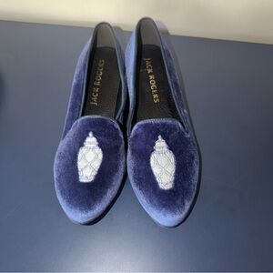 Jack Rogers Blue Velvet Ginger Jar Loafers Size 6.5M